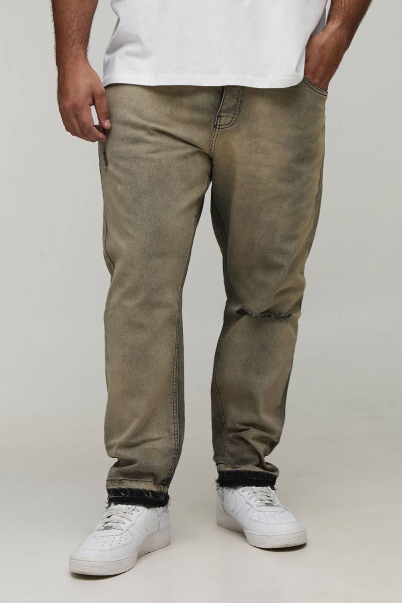 Plus zerrissene Slim-Fit Jeans - Schwarz - 40, Schwarz von boohooman