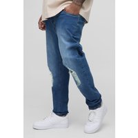 Plus zerrissene Stretch Skinny-Jeans - Blau - 40, Blau von boohooman