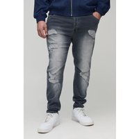Plus zerrissene Stretch Skinny-Jeans - Grau - 46, Grau von boohooman