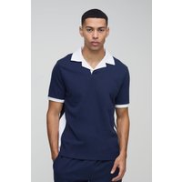 Poloshirt mit Kragen - Blau - S, Blau von boohooman