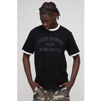 Pour Homme Ringer T-Shirt - Schwarz - S, Schwarz von boohooman