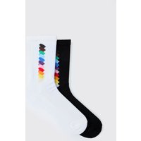 Pride Socken mit Regenbogen-Print - Mehrfarbig - ONE SIZE, Mehrfarbig von boohooman