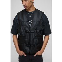 PU Utility-Weste - Schwarz - XS, Schwarz PU Utility-Weste - Schwarz - XS, Schwarz von boohooman