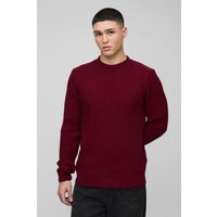 Pullover mit geflochtenem Saum - Burgund - XS, Burgund von boohooman