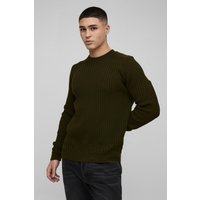 Pullover mit geflochtenem Saum - Khaki - M, Khaki von boohooman