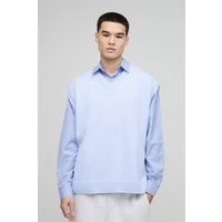 Pullunder mit V-Ausschnitt - Blau - M, Blau von boohooman