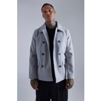 Recycelter Mantel in Wolloptik - Grau - S, Grau von boohooman