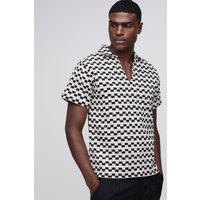 Recyceltes Hemd mit V-Ausschnitt - Schwarz - XL, Schwarz von boohooman