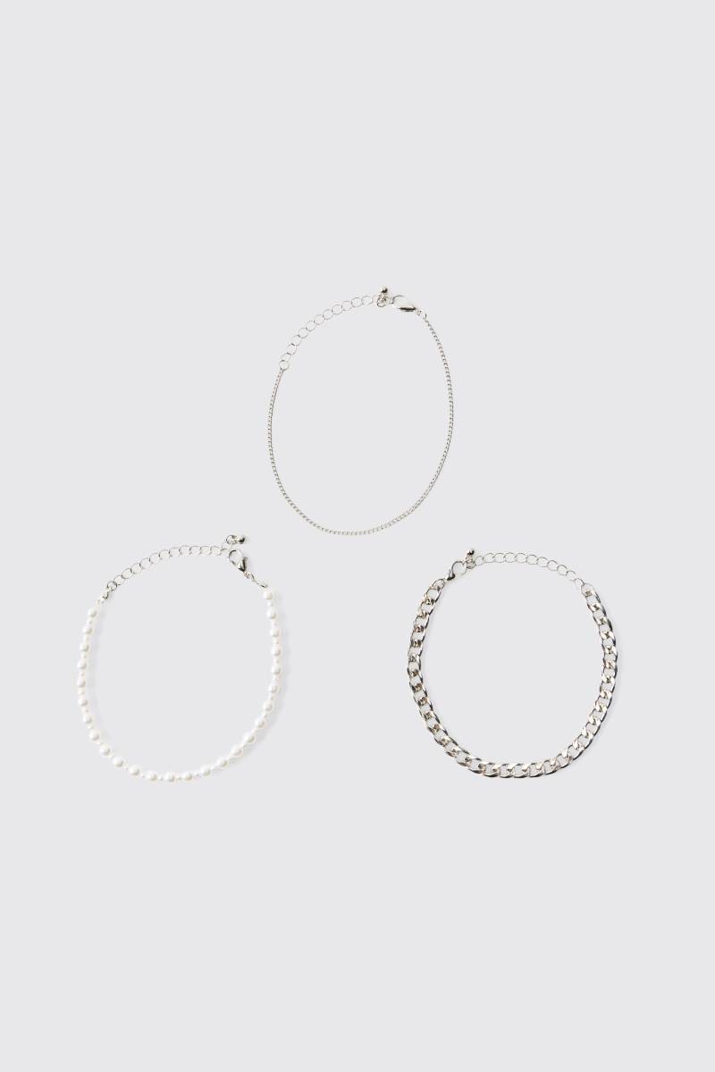 Recyceltes Multi-Armband-Set - Silber - ONE SIZE, Silber von boohooman