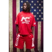 Kastiges rotes Oversize T-Shirt und Oversize Shorts - XS, Rot von boohooman