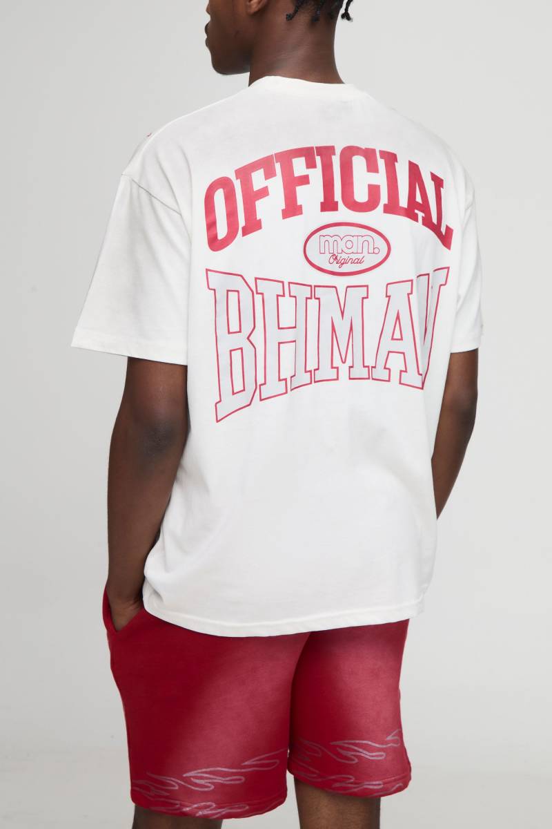 Rotes Oversize T-Shirt mit Spray-Waschung & lockere Jersey-Shorts - M, Rot Rotes Oversize T-Shirt mit Spray-Waschung & lockere Jersey-Shorts - M, Rot von boohooman