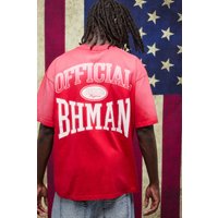 Rotes Oversize T-Shirt mit Print - L, Rot von boohooman