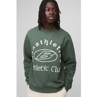 Sweatshirt mit Athletic Club Print - Grün - XL, Grün von boohooman