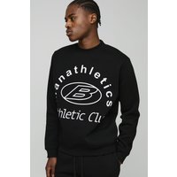 Sweatshirt mit Athletic Club Print - Schwarz - L, Schwarz von boohooman