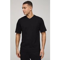 Regular Basic T-Shirt mit V-Ausschnitt - Schwarz - XL, Schwarz von boohooman