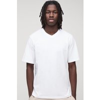 Regular Basic T-Shirt mit V-Ausschnitt - Weiß - S, Weiß von boohooman