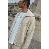 Besticktes Sweatshirt mit 1/4 Reißverschluss und Trichterkragen - Taupe - L, Taupe von boohooman