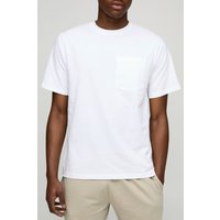 Basic Rundhals T-Shirt mit Tasche - Weiß - M, Weiß von boohooman