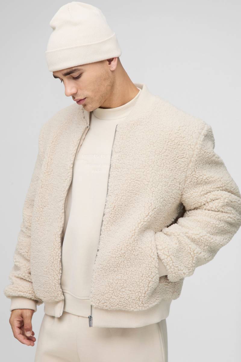 Borg-Bomberjacke - Grau - XS, Grau Borg-Bomberjacke - Grau - XS, Grau von boohooman