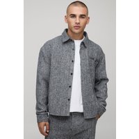 Geripptes Overshirt mit Tasche - Schwarz - XS, Schwarz Geripptes Overshirt mit Tasche - Schwarz - XS, Schwarz von boohooman