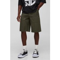 Cargo-Jeansshorts - Khaki - 28, Khaki von boohooman