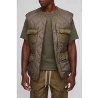 Kragenlose Colorblock Ripstop-Weste - Grün - XS, Grün von boohooman