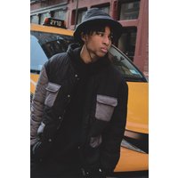 Kragenlose gesteppte Colorblock Ripstop Jacke - Schwarz - S, Schwarz von boohooman