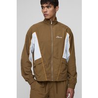 Nylon Trainingsoberteil in Knitteroptik - Braun - M, Braun Nylon Trainingsoberteil in Knitteroptik - Braun - M, Braun von boohooman