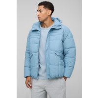 Gepolsterte Steppjacke mit Detail - Blau - S, Blau von boohooman
