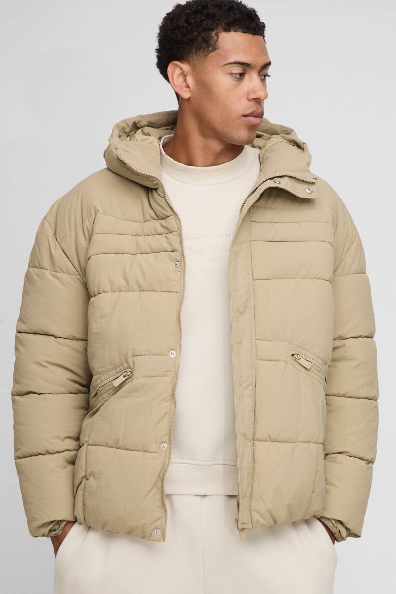 Gepolsterte Steppjacke mit Detail - Grau - M, Grau von boohooman