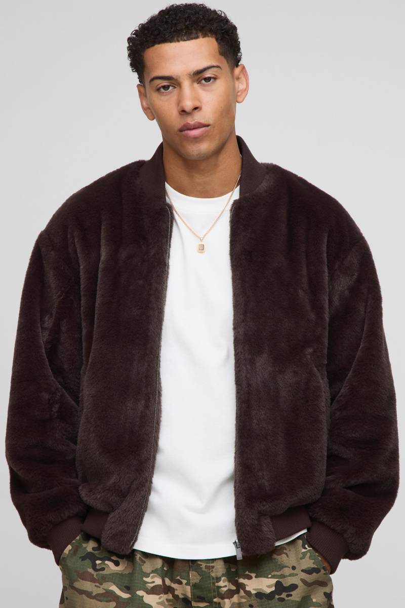 Kunstfell-Bomberjacke - Braun - XS, Braun Kunstfell-Bomberjacke - Braun - XS, Braun von boohooman