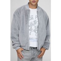 Kunstfell-Bomberjacke - Grau - XS, Grau Kunstfell-Bomberjacke - Grau - XS, Grau von boohooman