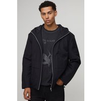 Regenjacke mit Trichterkragen und Kapuze - Schwarz - M, Schwarz von boohooman