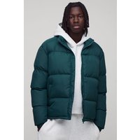 Regular Fit Funnel Neck Puffer Jacket in Khaki - L, Khaki von boohooman