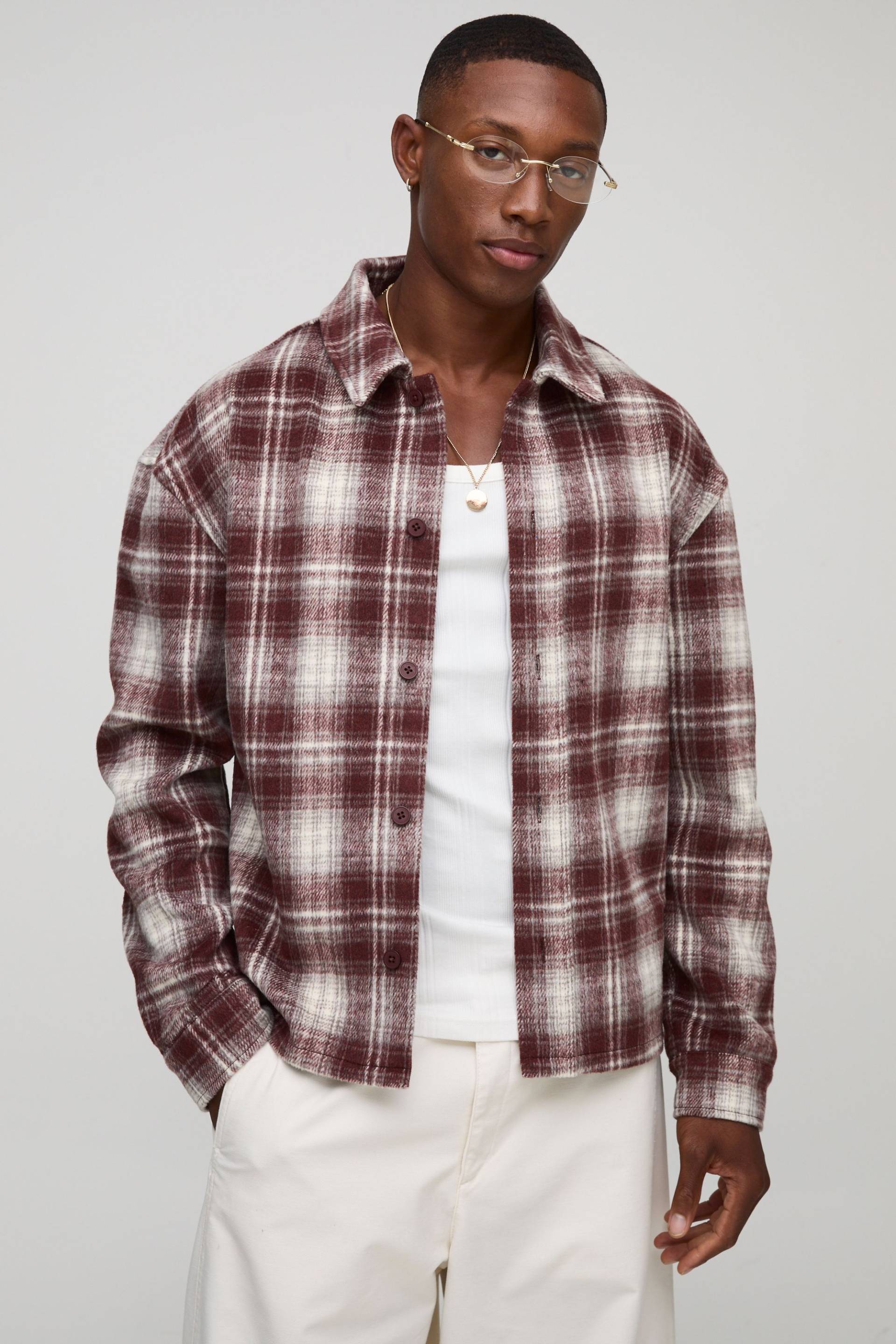 Kariertes Overshirt - Rot - M, Rot Kariertes Overshirt - Rot - M, Rot von boohooman