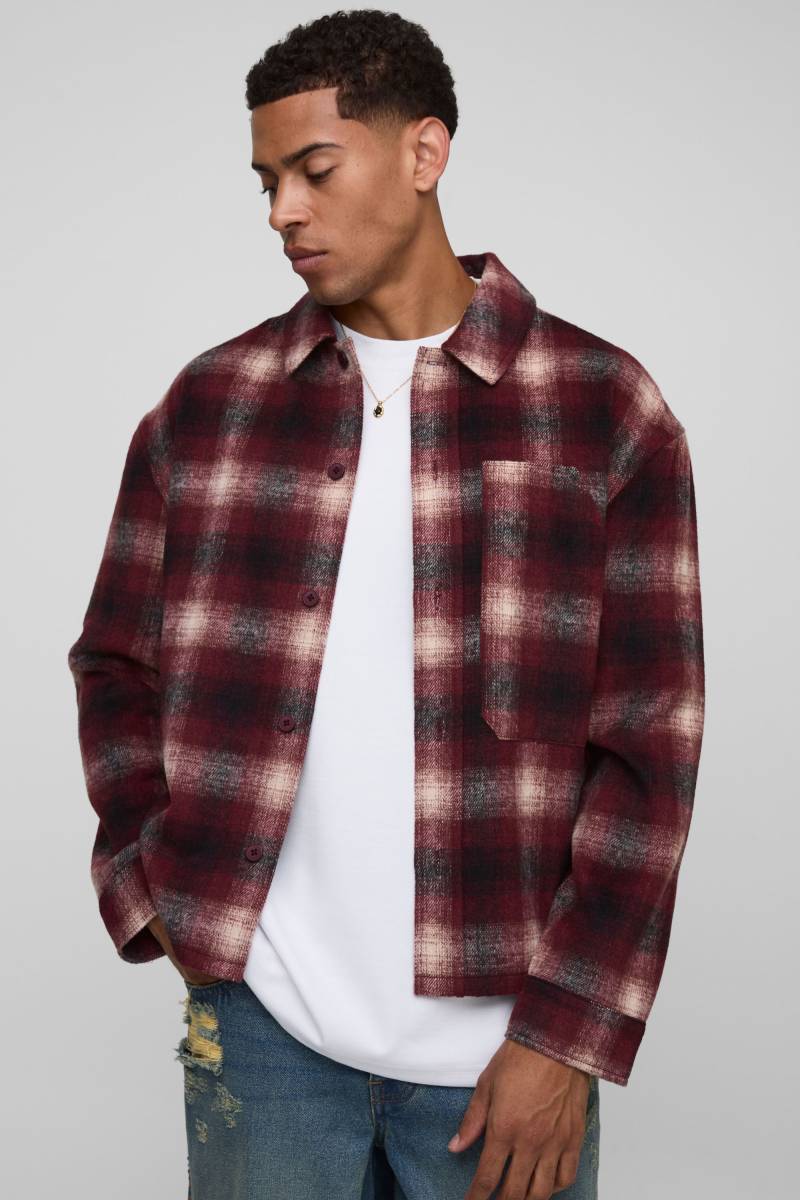 Kariertes Overshirt mit Tasche - Rot - L, Rot Kariertes Overshirt mit Tasche - Rot - L, Rot von boohooman