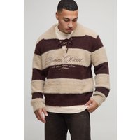 Bestickter Hockey Eyelash Strickpullover - Braun - M, Braun von boohooman