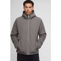 Nylon-Jacke in Knitteroptik mit Kapuze - Grau - XS, Grau von boohooman