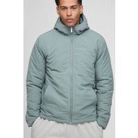 Nylon-Jacke in Knitteroptik mit Kapuze - Grün - XS, Grün Nylon-Jacke in Knitteroptik mit Kapuze - Grün - XS, Grün von boohooman