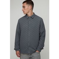 Regular Fit Jacquard Collared Shirt - Grau - XS, Grau von boohooman