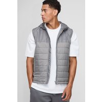Gesteppte Weste mit Kapuze - Grau - XS, Grau Gesteppte Weste mit Kapuze - Grau - XS, Grau von boohooman