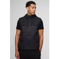 Gesteppte Weste mit Kapuze - Schwarz - XL, Schwarz von boohooman