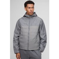 Gesteppte Jacke mit Kapuze - Grau - XS, Grau Gesteppte Jacke mit Kapuze - Grau - XS, Grau von boohooman