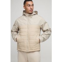Gesteppte Jacke mit Kapuze - Grau - XS, Grau Gesteppte Jacke mit Kapuze - Grau - XS, Grau von boohooman