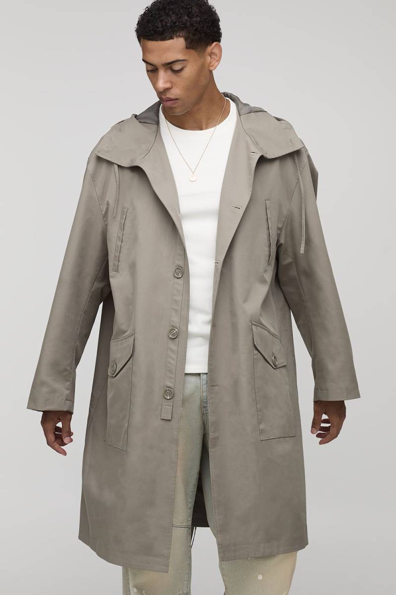 Langer Parka mit Kapuze - Khaki - S, Khaki von boohooman