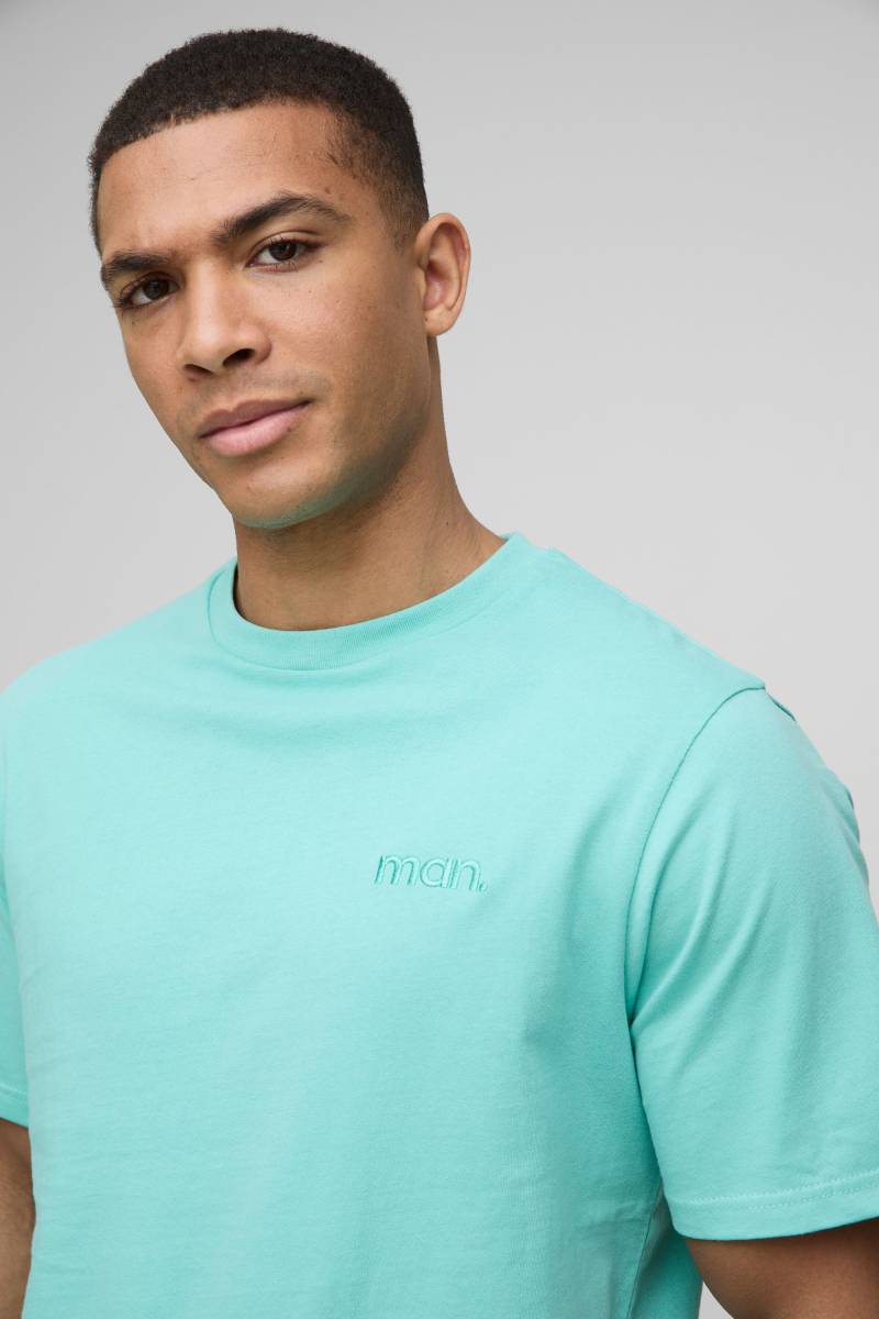 Man Jeans Rundhals T-Shirt - Petrol - XS, Petrol von boohooman