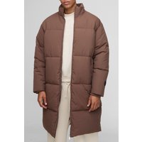Lange Nylon Steppjacke mit Trichterkragen - Braun - S, Braun von boohooman
