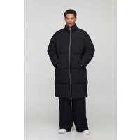 Lange Nylon Steppjacke mit Trichterkragen - Schwarz - XS, Schwarz Lange Nylon Steppjacke mit Trichterkragen - Schwarz - XS, Schwarz von boohooman