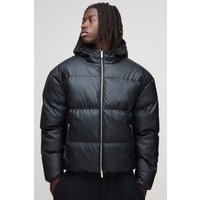 Steppjacke mit PU-Detail und Kapuze - Schwarz - XS, Schwarz Steppjacke mit PU-Detail und Kapuze - Schwarz - XS, Schwarz von boohooman