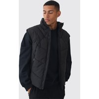 Gesteppte Weste mit Trichterkragen in Schwarz - XS, Schwarz Gesteppte Weste mit Trichterkragen in Schwarz - XS, Schwarz von boohooman